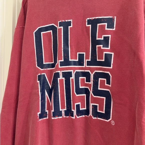Faded Block Ole Miss Crewneck Sweatshirt - Red - Picture 2 of 4